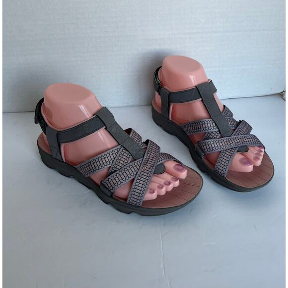 JSport by Jambu Kaia Pink and Gray Adjustable Strappy Casual Comfort Sandals 7M - Picture 2 of 11